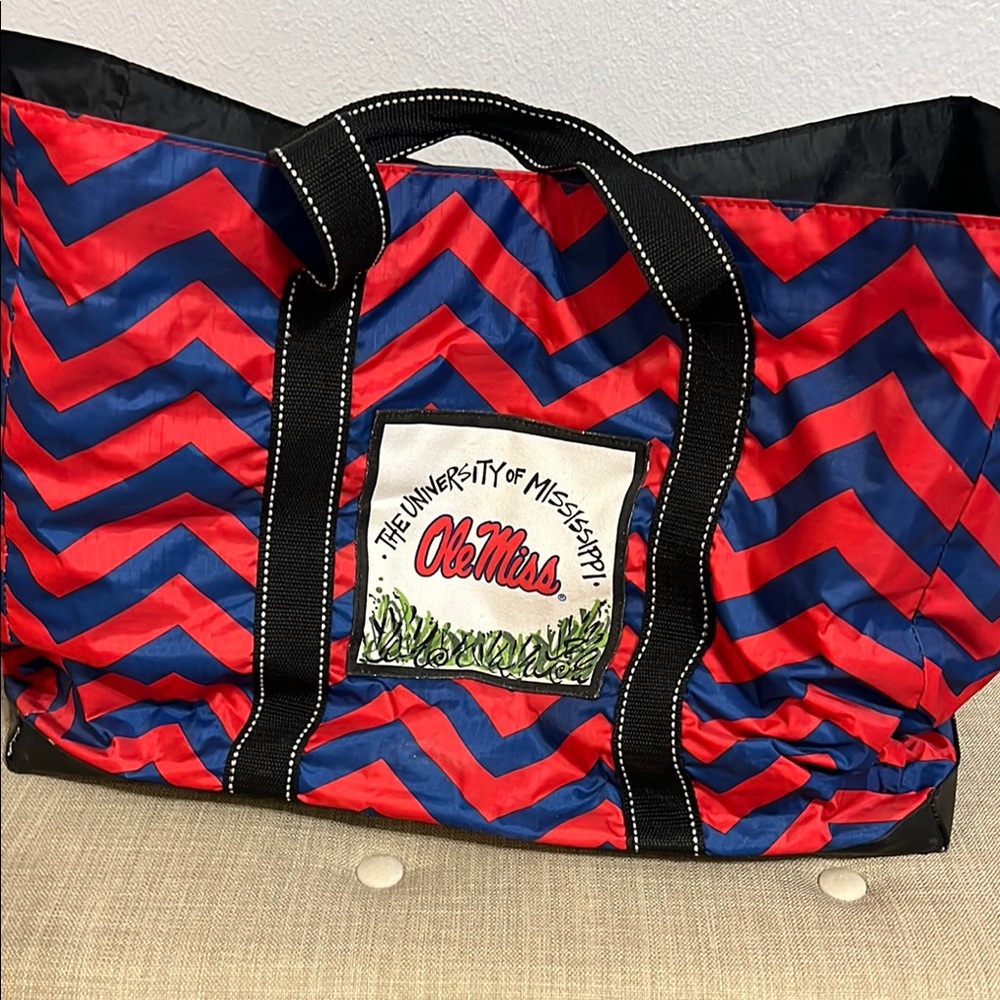 Red and Blue Chevron Tote Bag